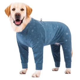 Dog Coats Autumn Winter Jumpsuit for Large Medium Dogs, Warmer Recovery Suit Polar Fleece Dog Bodysuit Lightweight Pajamas Pullover Stretchy Onesie Four-Legged Cold Weather Clothes(2XL, Blue)