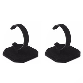 Lasenersm 2-Piece Velvet Wrist Watch Display Holder - Bracelet & Watch Stand, Black