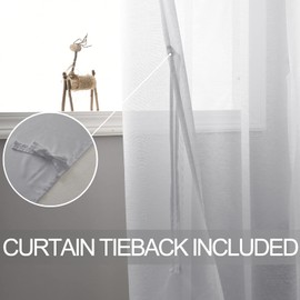 DWCN Sheer Voile Vorhang Transparente Gardine mit Ösen 2 Stücke Ösenschal für Wohnzimmer, Babyroom，Schlafzimmer, Grau, 225x140cm(HxB)