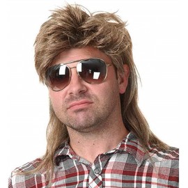Light Brow Mullet Wigs for Men 80s Costumes Fancy Party Accessory Cosplay Wig