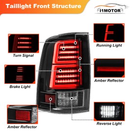 I1MOTOR Full LED Tail Lights for 2009-2018 Dodge Ram 1500 2500 3500 Taillights Car Rear Sequential DRL Turn Signal Light Automotive Brake Lamps Assembly Replacement Driver Passenger Side Matte Black