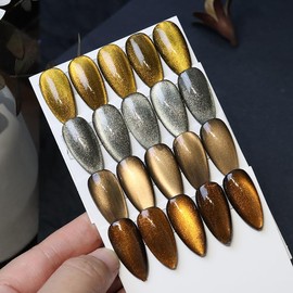 4 Color Magnetic Cat Eye Chrome Nail Powder Chameleon Metallic Nail Art Glitter Powder Crystal Highlight Glass Diamond Cat Eye DIY Home Nail Salon