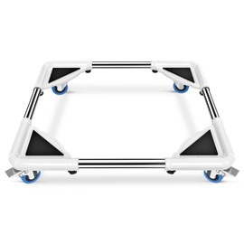 SPACECARE Mini Fridge Stand Furniture Dolly Mobile Roller with 4 Locking Wheels-Base Adjustable Refrigerator Washing Machine Stand Moving Cart- Appliance Dolly Cart Roller Pedestal- White