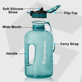 GIFUBOWA 3l Large Water Bottle with Straw and Time Marker 0.8 Gallon/105oz Huge Sport Big Drinking Goals 3 Ltr Bottles with Handle Leakproof 3 liter Jug BPA Free for Fitness Gym Yoga and Outdoor