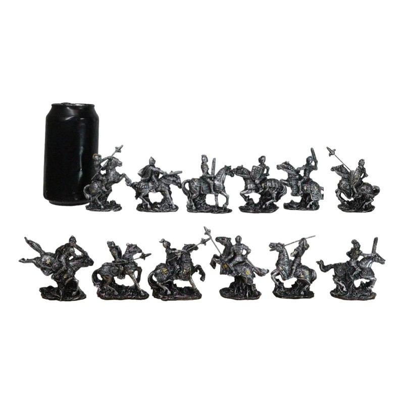 Set of 12 Medieval Armored Cavalry Horse Knights in Suit