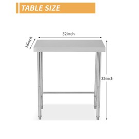 Garvee Stainless Steel Work Table 18x32 in, Stainless Steel Kitchen Food Prep Commercial Utility Work Table, Silver