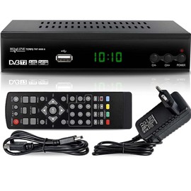 hd-line Tempo 4000 DVB-T2 Receiver - HEVC/H.265 - H.264 / MPEG2 - MPEG4 / 1080i - 1080p Standard (Full HD 1080P, HDMI, SCART, USB 2.0) - Automatic installation Black