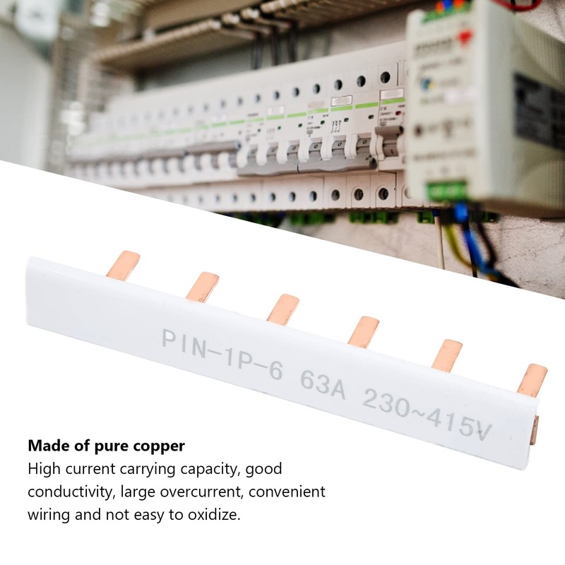 Tissting 6 Way Bus Bar, 63A 230-415V Copper PVC Insulated