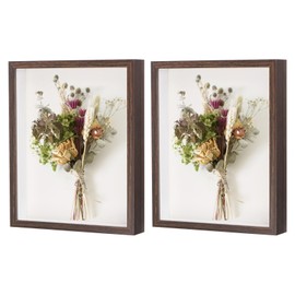 M METERXITY 2 Pack Shadow Box Frame, 8 x 10 Inch Wooden Dried Flower Photo Frame Deep Box Frame Shadow Boxes Display Case for Flower/Tickets/DIY Craft, Display Frame Shadow Box [Brown]