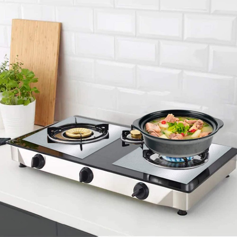 WANGCL 4 Thickened 0.2mm Sheets Stove Burner Cover Reusable Non-Stick