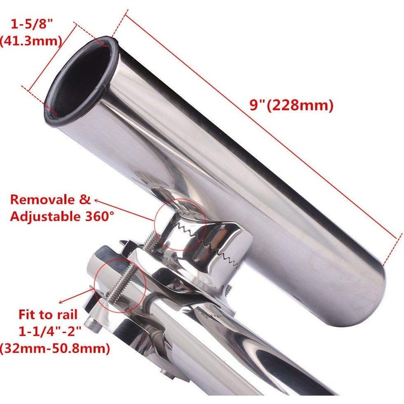 2 Pack Stainless Steel Fishing Rod Holder Big Clamp-on 1