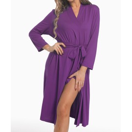 WINROLA Maternity Robe with Matching Swaddle Set, Mommy Me Set Soft Women Maternity Sleepwear Bathroom Long Sleeves Robe (US, Alpha, Medium, Regular, Regular, YFF22PURPLE5)