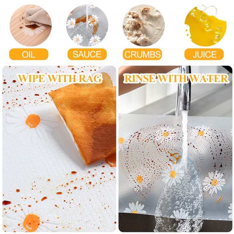 Fridge Liners,8 Pcs Daisy Fridge Shelf Liners Refrigerator Mats Drawer
