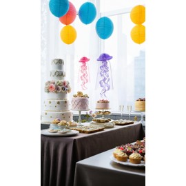 Honeycomb Jellyfish Hanging Decorative Paper Balls Swirl Lanterns for Birthday Party Supplies - Set of 2 Colors Add Ocean Magic to Your Celebration,Size：Diameter 23 cm, Length 60 cm