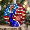 Trump with Raised Fist Stained Glass Christmas Ornament, American Pride