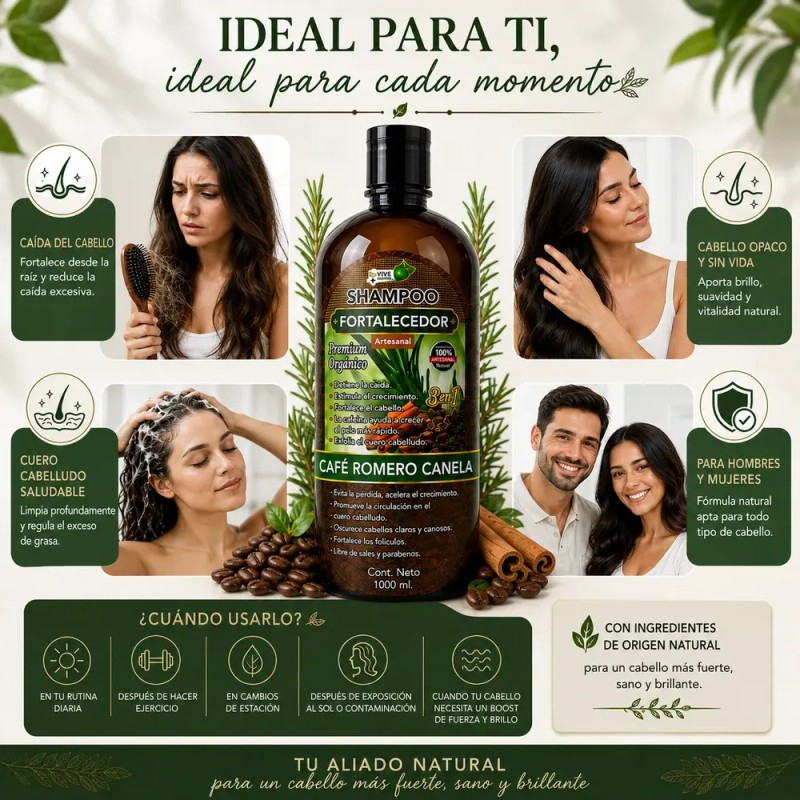 Shampoo Café Romero Y Canela Vida Natural Fortalecedor 1l