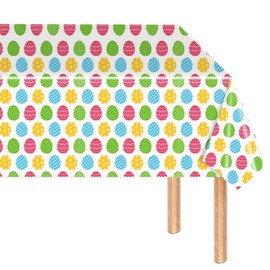 POPOYU Easter Table Covers,137 * 274cm Easter Table Cloth Easter Party Plastic Tablecloth Easter Party Table Decorations,Easter Eggs Table Cloth for Easter Kids Adults Party Supplies Home Decoration