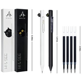 2 Pcs Cute Cat Pens Cute Retractable Cat Gel Pens With 2 Pcs 0.5mm Black Ink Writing Pen for Women Men Pen Set Office School Supplies