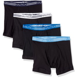 Nautica Men's Classic Cotton 4-Pack Boxer Briefs, Black, Large