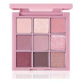 Eye Shadow Pallets For Women,Pi-nk Eyesh-adow Palette With 9 Colour,Makeup Eyeshadow,P-ink Eyeshad-ow,Sparkly Eyesha-dow,Pi-nk Makeup,Pin-k Glitter Eye-shadow,Long Lasting Highly Pigmented Eye Shadow