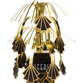 Creative Converting Centerpiece, 9" x 10", Black and Gold