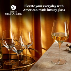 Libbey Signature White Wine Glasses Set of 4, Seamless Long Stem Wine Glasses for Wines and Cocktails, Tasteful Wine Glass Set for All Occasions.