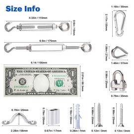 hannger M5 Turnbuckles for Cables Wire 3/16", 200Ft PVC Coated 7×7 Strands Steel Cable w/Various Hardware Multi Purpose Wire Rope for Railing System Kit/Garden Wire Trellis/String Light Hanging Kit