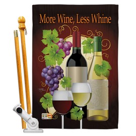 Breeze Decor Wine More Wine, Less Whine House Flag Set Beverages Drink Fruits Cheese Sangria White Red Rose Dessert Sparkling Small Decorative Gift Yard Banner Made in USA 28 X 40