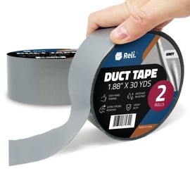 Reli. Duct Tape, Grey | 1.88" x 60 Yards Total (2 Rolls, 30 Yds Each) |Heavy Duty Duct Tape - Waterproof, Tear by Hand | Silver Duct Tape for Repairs, Construction, Bundles, Piping, Box Sealing (Grey)