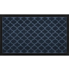 DEXI Door Mat Front Indoor Outdoor Doormat Small Heavy Duty Rubber Outside Floor Rug for Entryway Patio Waterproof Low-Profile,17"x29",Navy Blue