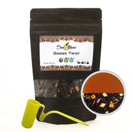 Tea2Brew, Ginger Twist Black Tea, 100% Pure Ceylon Loose Tea with Natural Ginger, 100g (3.5 oz.) Per Pouch, Pack of 2