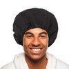 Qinayu Shower Cap for Men Elastic Adjustable Black Bath Cap