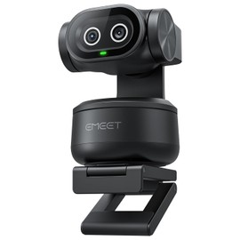 eMeet PIXY Webcam PTZ 4K con Doble Cámara Tecnología y Seguimiento IA, Enfoque Automático de 0.2s PDAF, Sensor de 1/2.55'', 3 Micrófonos, Compatible con OBS/Twitch/Switch 2