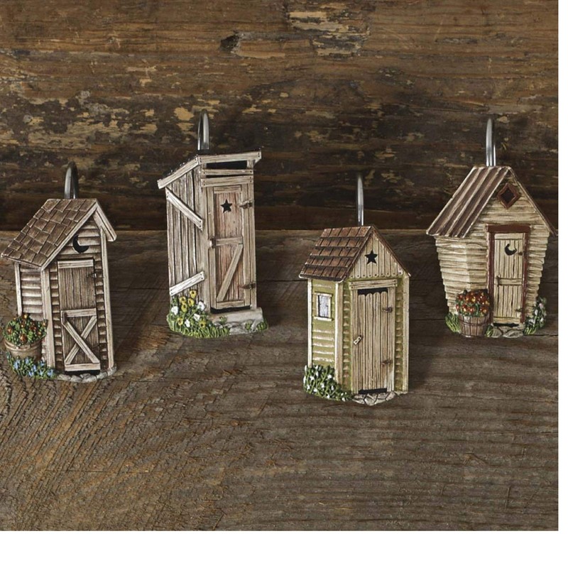Park Designs Outhouse Shower Curtain Hooks | Decorative Rustic Bathroom