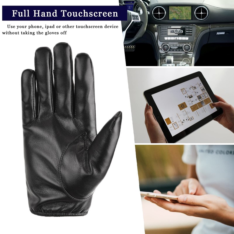 Long Keeper Touchscreen Texting Leather Gloves Men's Winter Faux Leather
