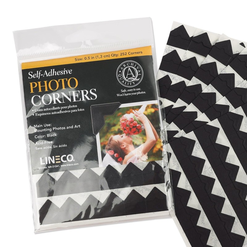 Lineco Self-Adhesive Photo Corners, Archival Quality Acid-Free Pressure Sensitive, 0.5