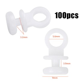 Focenat 100 Pcs Curtain Track Gliders, 9mm Curtain Rod Track Rollers White Plastic Curtain Hooks Curtain Track Rollers for Window Door Shower Bathroom Caravan Curtain