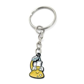 FizzyButton Gifts Smiley Face Test Tube and Flask Keyring Key Ring with Enamel Charm and Silver Tone Keychain