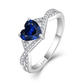 CARICY 925 Sterling Silver Infinity Heart Ring September Sapphire Birthstone Promise Ring for Women Wedding Engagement Birthday Jewelry Size 9