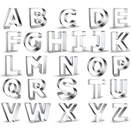 26 cortadores de galletas grandes de 2.6 pulgadas de acero inoxidable con forma de letra, cortadores de letras de fondant de metal para festivales, uso diario, forma de letra, galletas, pasteles,