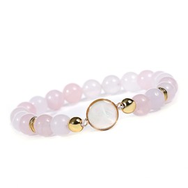 Manfnee 8 mm Natural Stones Bracelet with Cabochon Elastic Women Gift Girls Fantasy Bracelet, 19 cm, Stone, No gemstone
