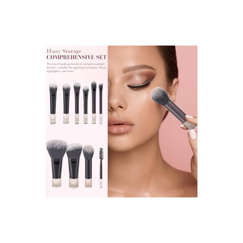 Brochas para Maquillaje, JASUVII 10 Makeup brush set+ 4 Puff,