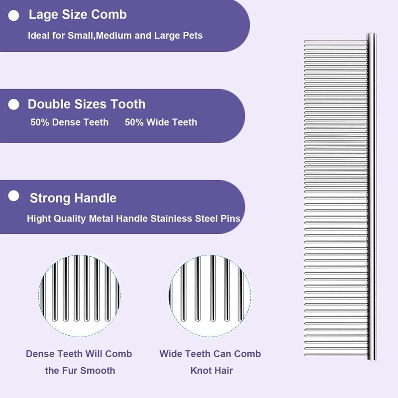 AIMALL 2 PCS Solid Wood Pet Grooming Brush, Ergonomic 8.14