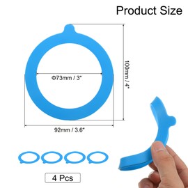 uxcell 4 Pcs Silicone Replacement Gasket for Glass Jars, 3.7 Inch OD Silicone Seals Rings Airtight Leakproof Mason Jar Sealing Rings for Canning Jar Glass Top Jars, Blue