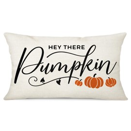 Ohok Decorative Autumn Cushion Cover, 30 x 50 cm, Polyester Linen Pumpkin Motif Decorative Cushion Covers, Decorative Sofa Cushion, Couch Cushion Cover Set for Bedroom, Living Room, Sofa, Couch, Car