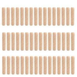 Pack of 80 Assorted Wooden Dowels, 6 mm Wooden Plugs Dowel Rods, Wooden Needles Conical and Ribbed for Grooved Grooves, Crafts, DIY, Carpentry