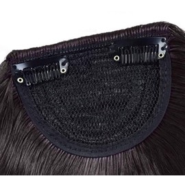 Clip in Bangs Synthetic Fiber one Piece in Natural Straight Clip in Hair Bangs with Temple for Women (1B# Natural Black, 16cm-20cm)