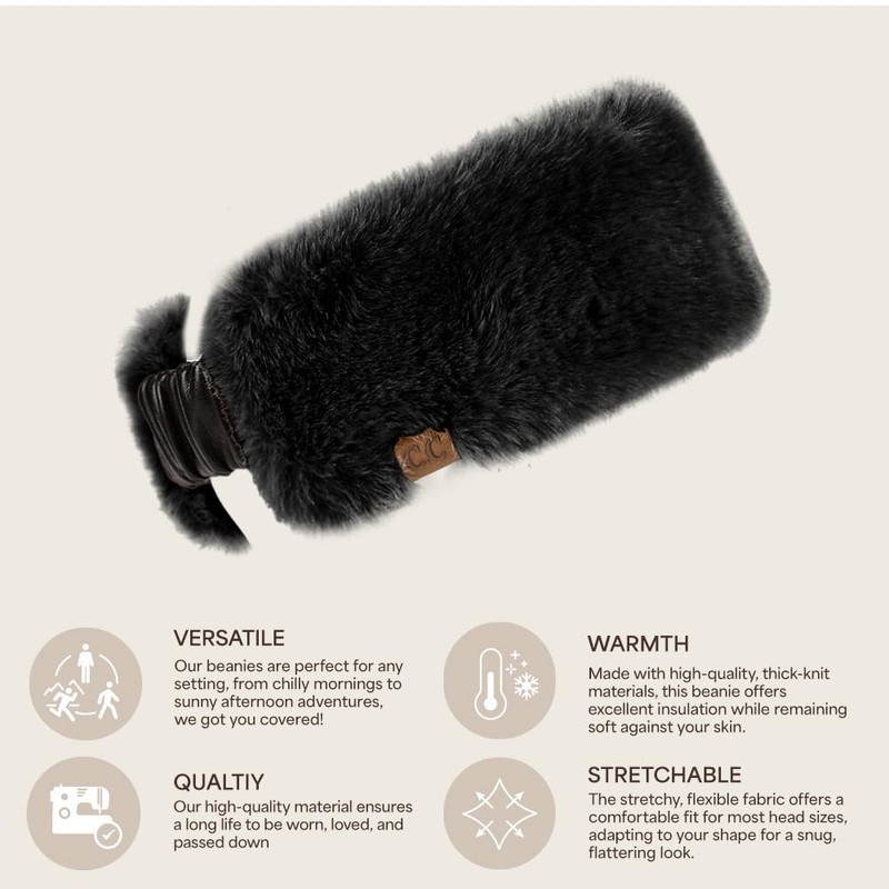 C.C FAUX FUR HEADWRAP-BLK