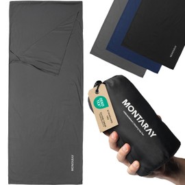 Hüttenschlafsack Mikrofaser Dopellagig mit Augenmaske & Ohrstöpsel Kleines Packmaß – Atmungsaktiv, weich & Hautfreundlich - Kompakt & Ultraleicht mit Kissenfach – 220x90cm für Reise & Hütte Gry