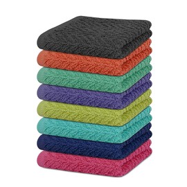 ZUPERIA - Juego de 8 paños de lavado en zigzag de 12 x 12 pulgadas, muy absorbentes y suaves para rostro, toallas de gimnasio, calidad de spa, toallas reutilizables multiusos (surtidos)